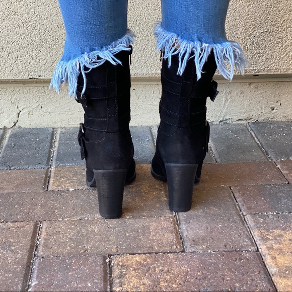 Genuine Suede Engineer Block Heeled Combat Boots - Picture 13 of 16